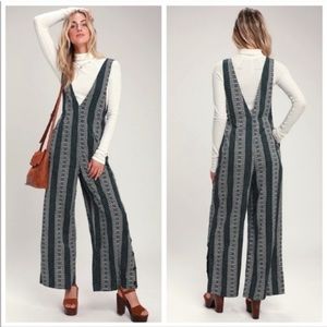 Lush Adrianne Printed Wide Leg Buttoned Jumpsuit